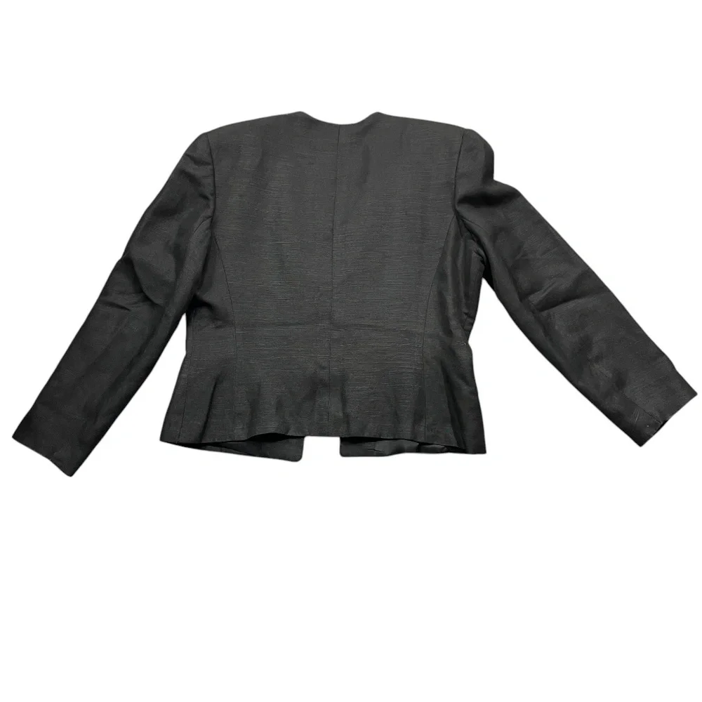 Giorgio Sant Angelo 10 Black Full Zip Jacket Lined Linen Rayon‎